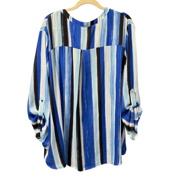 Cato Womens Blue/Black Striped Blouse Size 26/28W Polyester blouse - Picture 10 of 12
